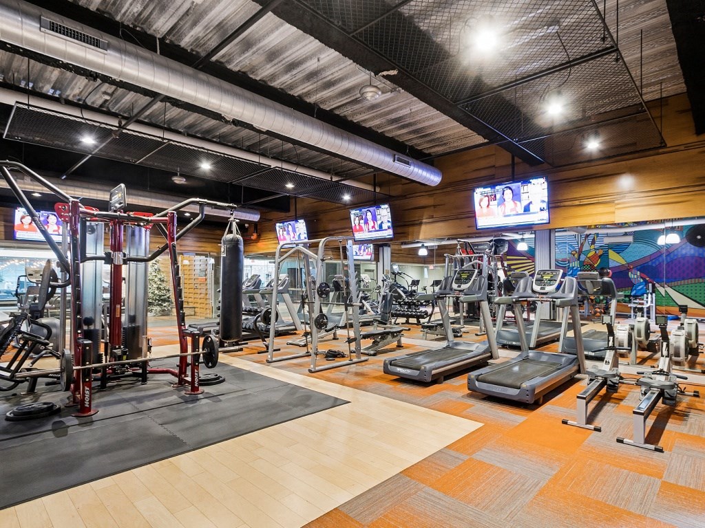 The state-of-the-art fitness center features a variety of cardio and strength-training equipment