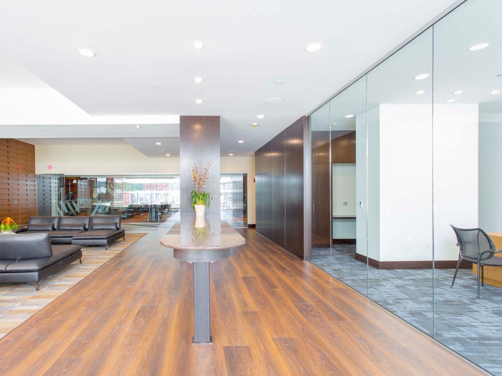 The modernly appointed lobby