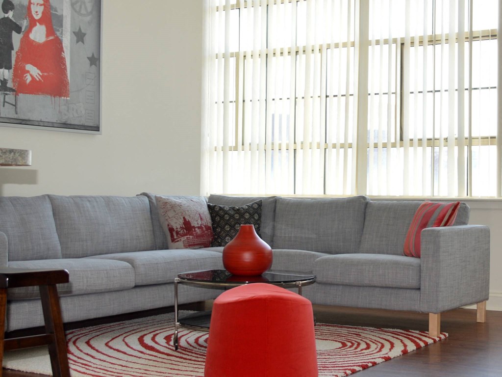 A furnished Kardon Atlantic sample unit living room