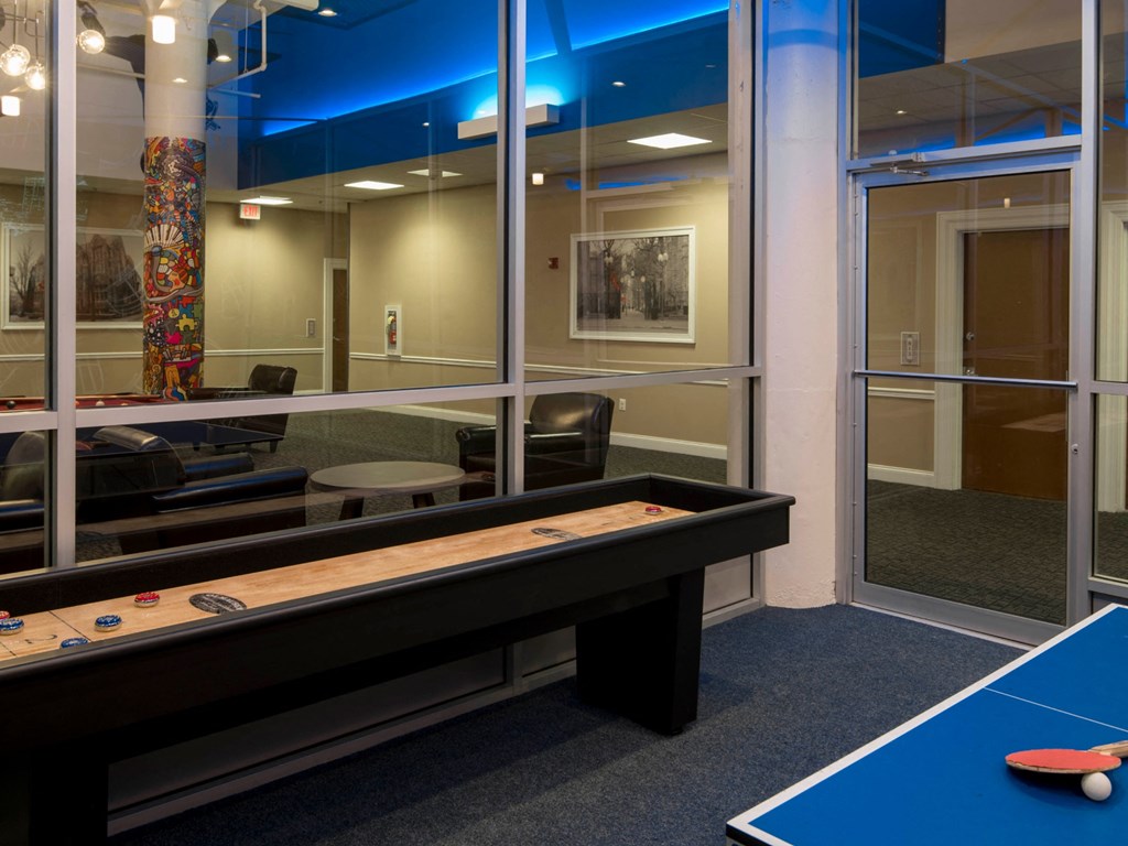 Kardon Atlantic’s game lounge with shuffleboard and ping pong tables
