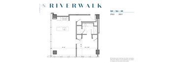 Riverwalk One bed, one bath floorplan Unit BB