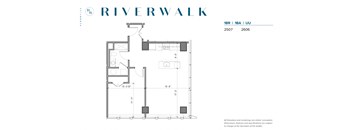 Riverwalk one bed, one bath floorplan Unit UU