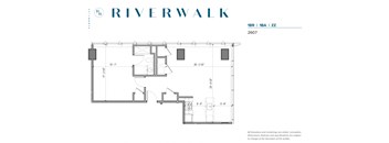 Riverwalk 1 bed, 1 bath floorplan unit ZZ