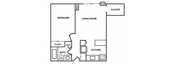 1 Bedroom w/Alcove Apartment