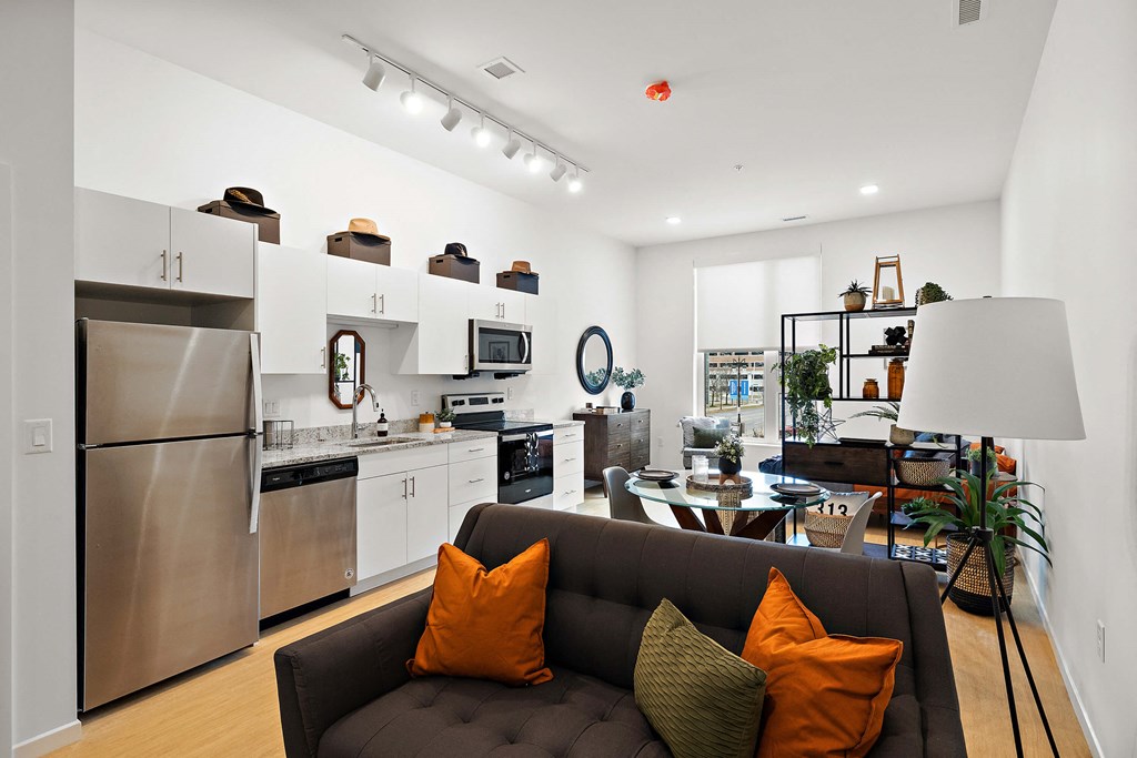 Living and kitchen at The Freelon at Sugar Hill, Detroit, Michigan 48201