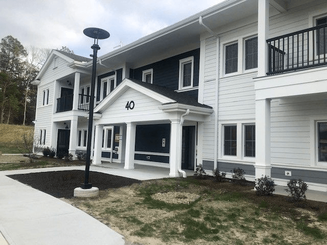 A white house with the number 40 on the front.