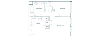 the schematic drawing of the floor plan of a house