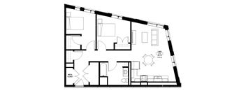 A black and white image of a house floor plan.