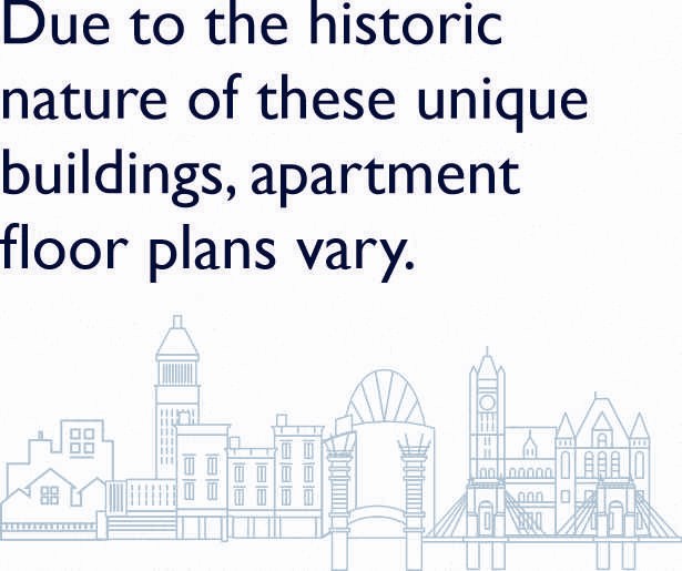 due to the historic nature of these unique buildings  apartment floor plans vary