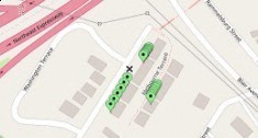 a map of a parking lot with green terminals