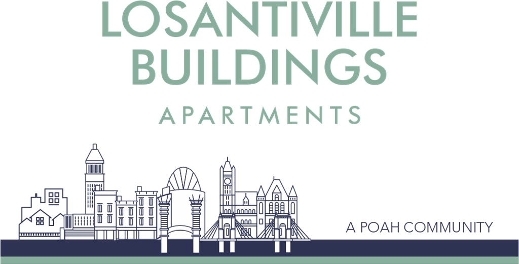 an illustration of a city with the buildings apartments