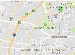 a map of the city of walnut hills and its surroundings