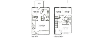 two floor plan of a house with bedrooms and a living room
