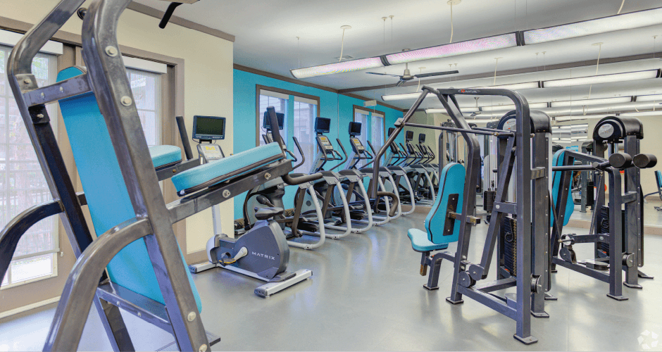 Luxury apartments with two large fitness centers and spin room at The Voss Apartments in Houston.