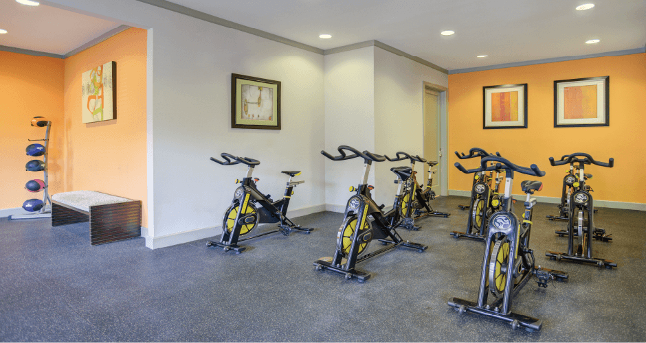 Luxury apartments with spin room two large fitness centers and at The Voss Apartments in Houston.