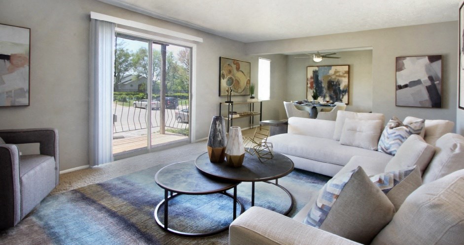 Spacious apartment, huge floor plan, and grey painted walls, at Inwood Village Apartments in La Vista, Nebraska