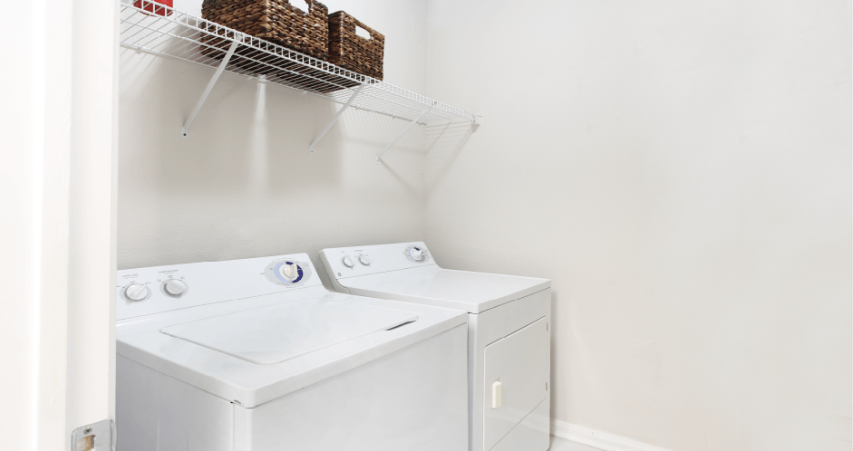 Apartments in southwest Omaha with full-size washer and dryer in unit, separate laundry room in apartment at Breckenridge Apartments in Omaha, Nebraska