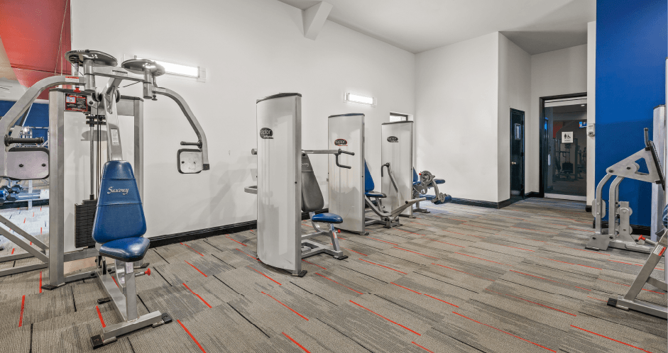 Luxury apartments in north Dallas with fitness center and aerobics center at The Saxony Apartments