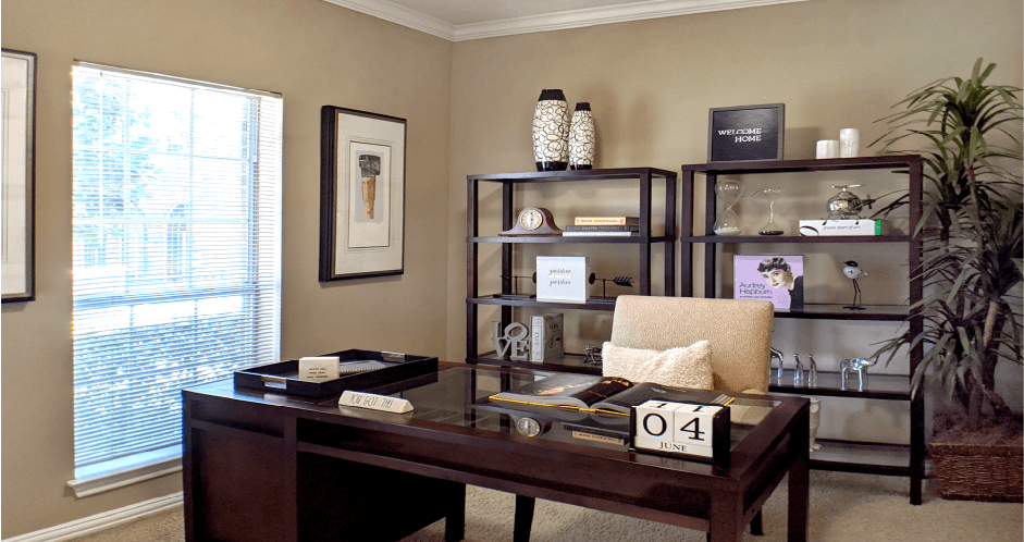 Luxury apartments with spacious den or spacious office with wet bar at Tuscany Lane Apartments in Houston.