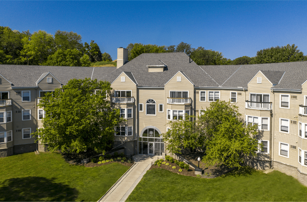 Apartments set in a nature preserve with beautiful scenic views and large spacious balconies at Claremont Apartments in Minnetonka Minnesota.