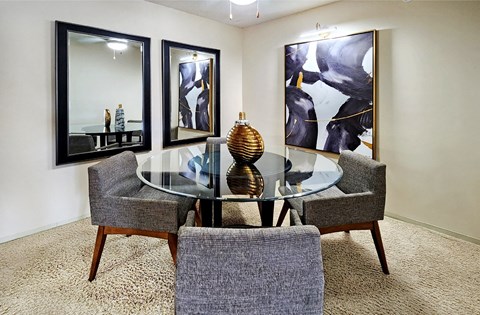 Spacious dining room at Claremont Apartments in Minnetonka Minnesota.