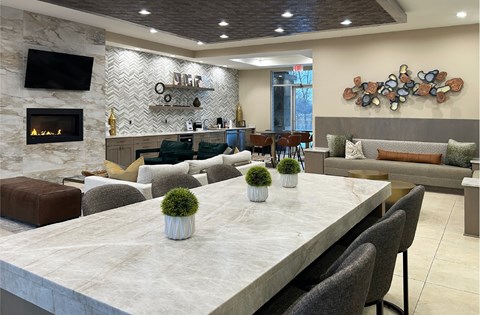 Modern luxury club house at Claremont Apartments in Minnetonka Minnesota