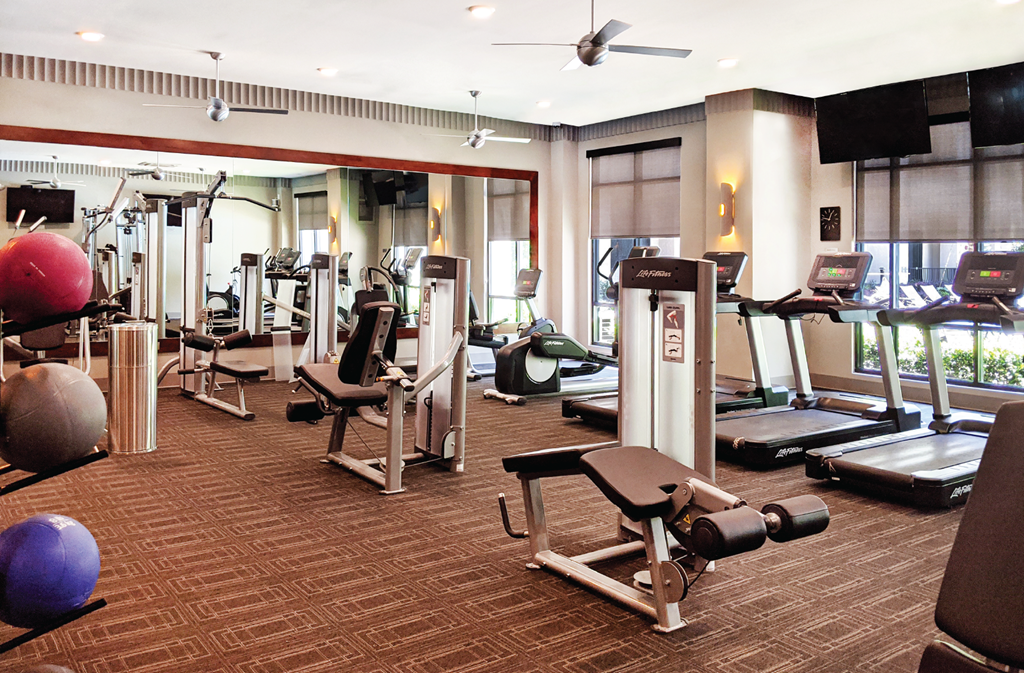 Luxury apartments with a state-of-the-art fitness center at Le Palais Apartments in Houston.