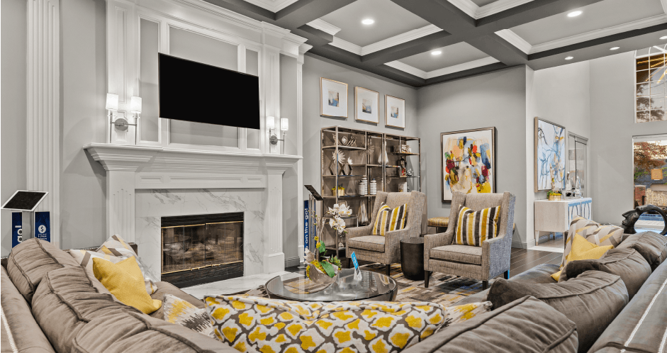 Gated apartment community near the Galleria in Dallas with luxury clubhouse and resident lounge, free wi-fi, and meeting room at The Saxony Apartments