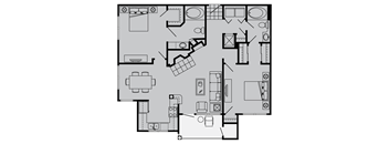 A black and white image of a floor plan for a house.