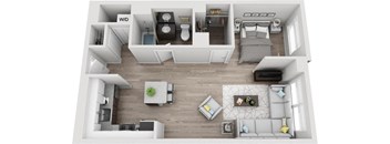 an aerial view of the living room and dining room of a 2100 sq ft house