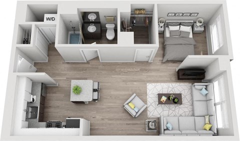 an aerial view of the living room and dining room of a 2100 sq ft house