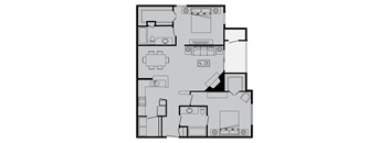 A black and white image of a floor plan for a house.