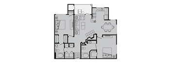 A black and white floor plan of a house with labeled rooms.