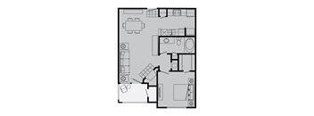 A black and white image of a floor plan of a house.
