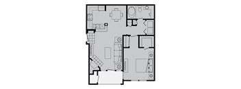 A black and white floor plan of a house with labeled rooms.