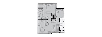 A black and white image of a floor plan of a house.