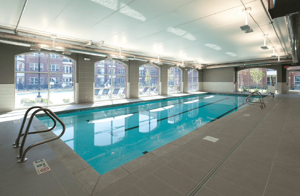 Luxury apartments with indoor exercise pool and multi-level fitness center at Luxembourg Apartments in Bloomington Minnesota