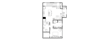 A black and white floor plan of a house with various rooms and furniture.