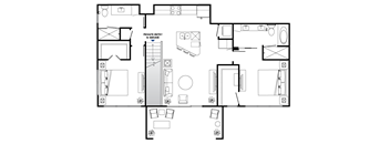 A floor plan of a house with a private entry and garage.