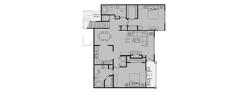 A floor plan of a house with a foyer leading to a garage.