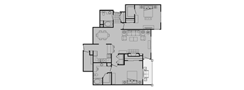 A black and white floor plan of a house with labeled rooms.
