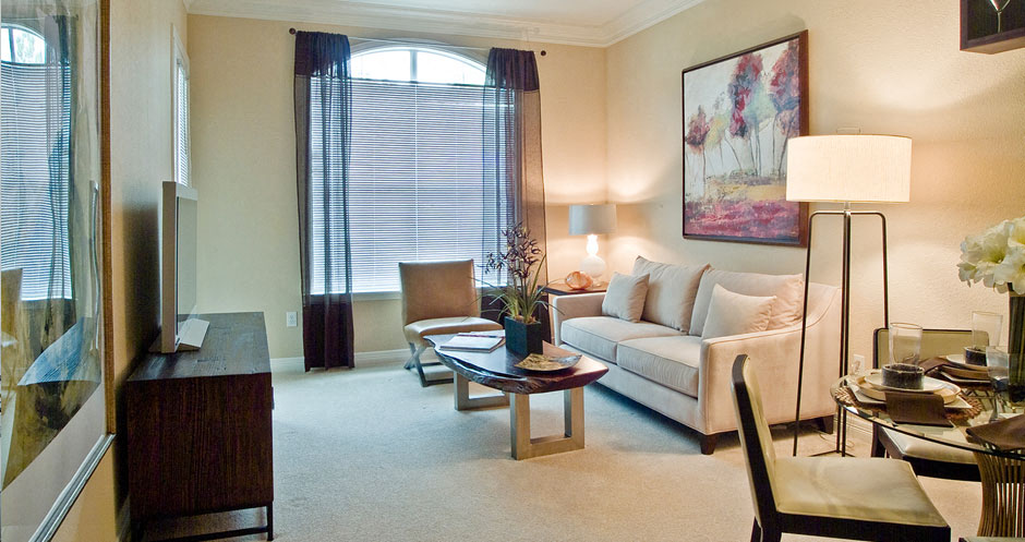 Luxury apartments next to Ridgedale Mall and Minutes from Downtown Minneapolis with 9-foot ceilings and oversized windows at RidgeGate Apartments in Minnetonka, Minnesota