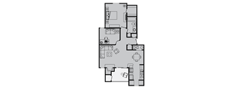 A floor plan of a house with multiple rooms and a central hallway.