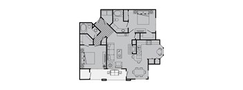 A black and white image of a house floor plan.