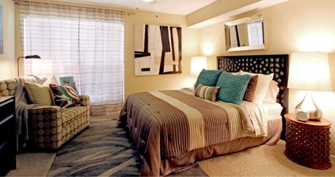 Gated apartment community close to the Galleria with spacious bedroom with walk-in closet.