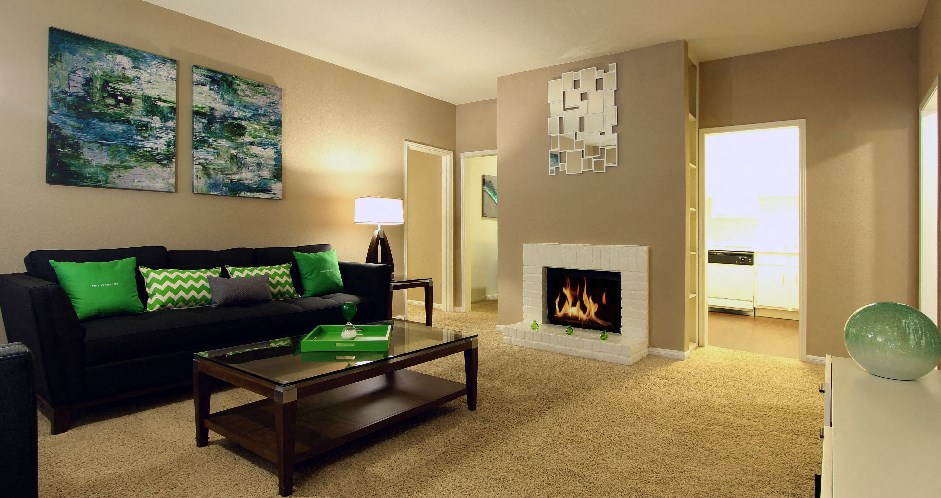 Apartments with convenient Bayou location in Houston with spacious floor plan with woodburning fireplace and 9-foot ceilings.