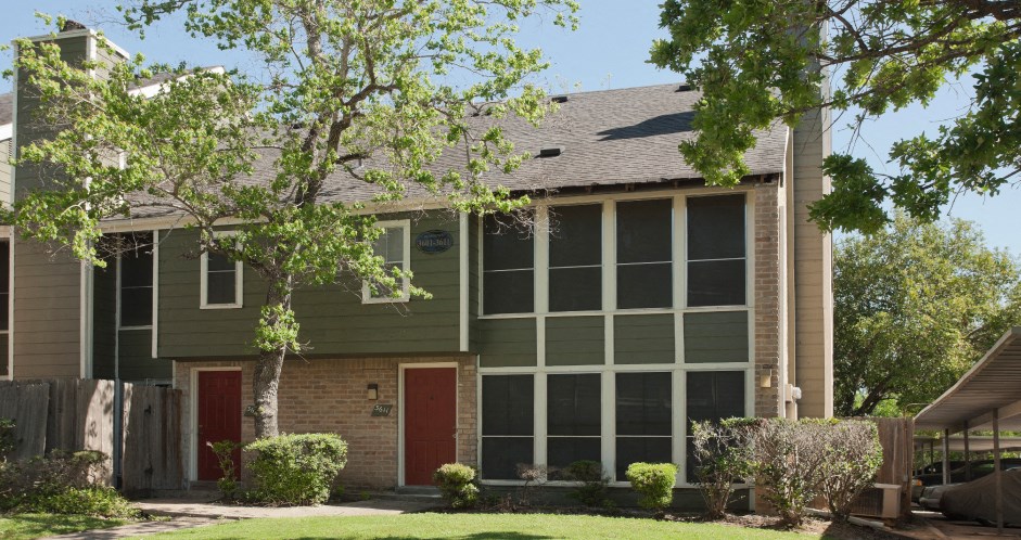 Gated apartment community conveniently located in the Bayou area of Houston with lush landscaping, scenic views, and reserved and covered parking.