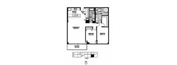 the floor plan of the second level of a house with a garage