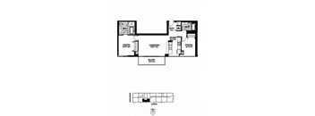 a floor plan of a house with two bedrooms and two baths