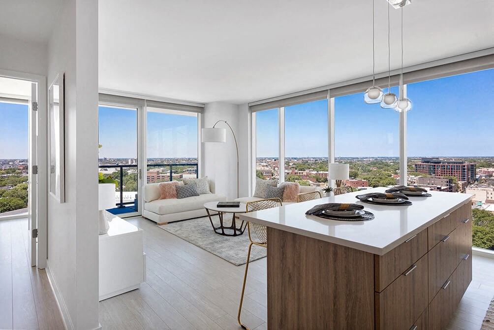 Living Room Views at The Apartments at Lincoln Common, Chicago